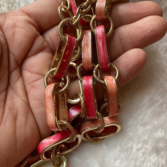 Talbots Pink Enamel Layered Chain Link Necklace - Picture 7 of 7